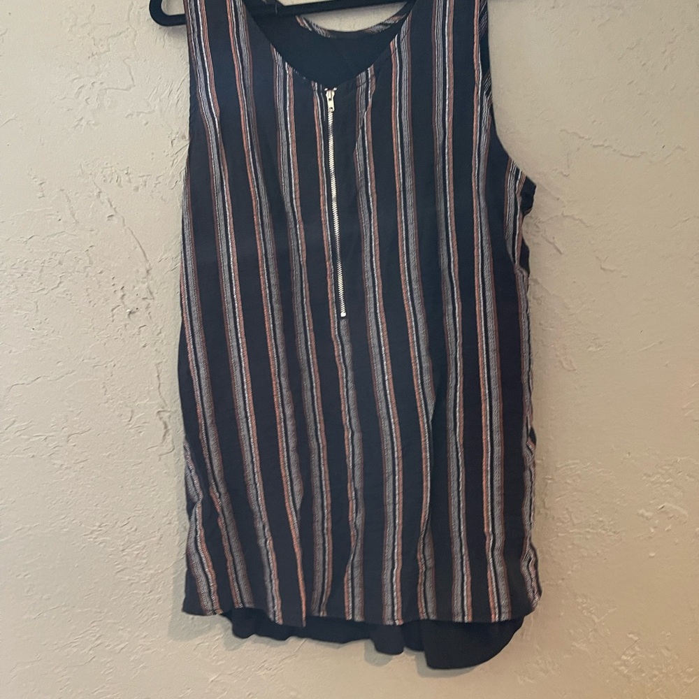 Latched Mama Black and Gray Striped Tank Top